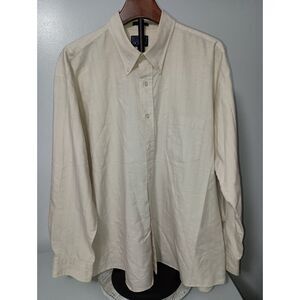 Boulevard for Big Men: Beige Button Down Dress Shirt, Men's Size 1X